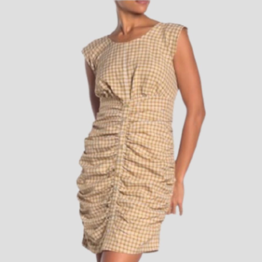 CODE X MODE Gingham Ruched Front Dress M, NWT